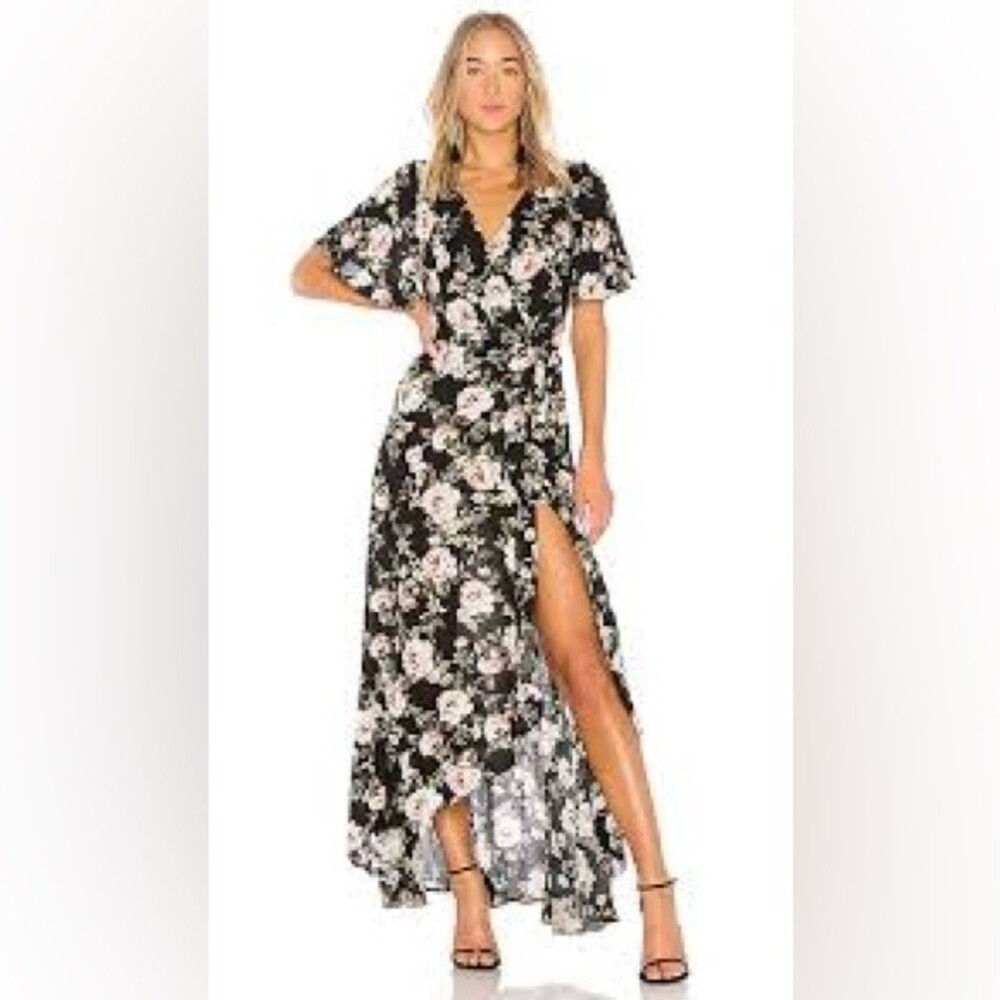 Show Me Your MuMu Marianne Wrap Dress Maxi Floral Size XS